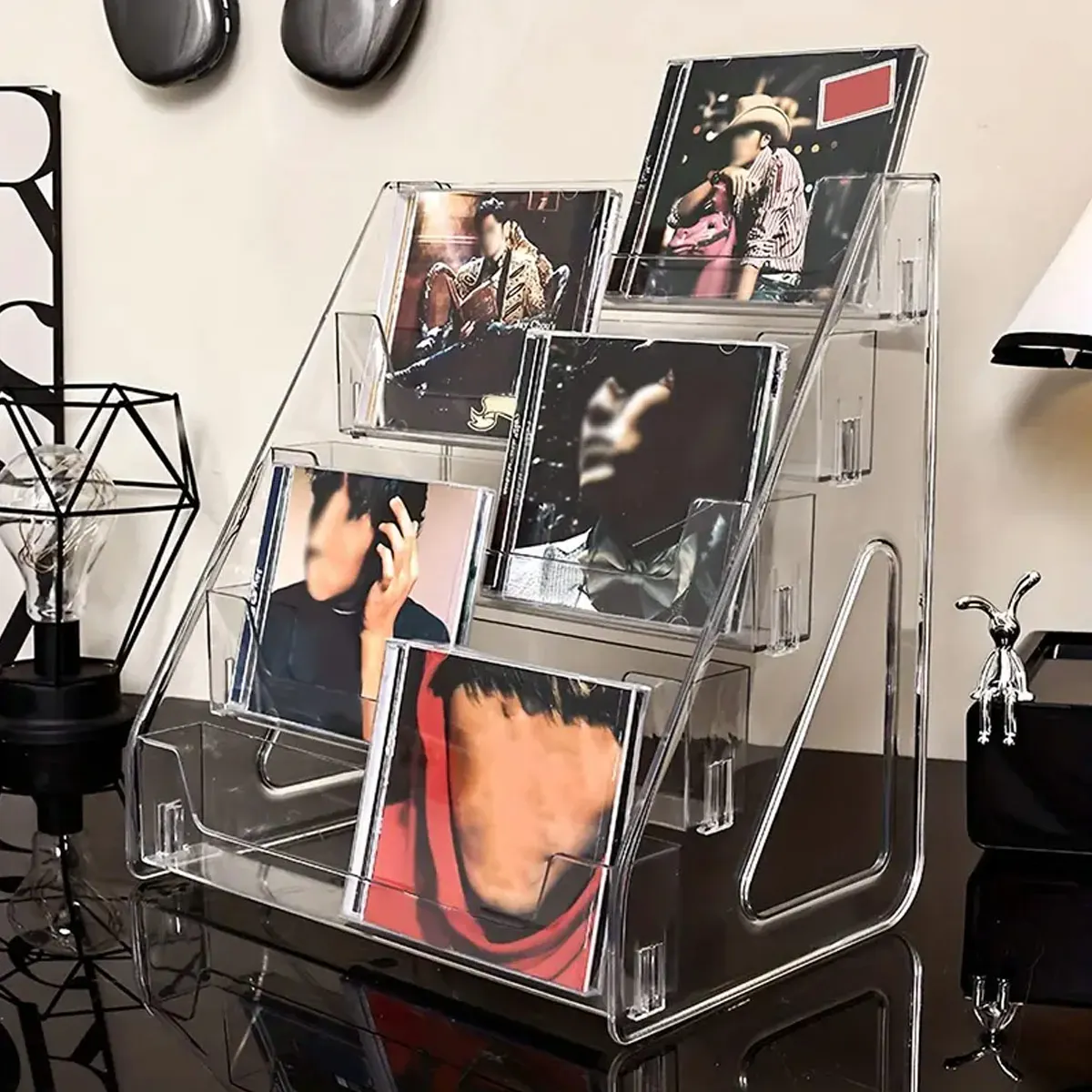 3/5-layer CD Rack, Album Display Rack, Transparent Storage Rack for Records,  and Tapes, Multifunctional Counter Display Rack thumbnail 2