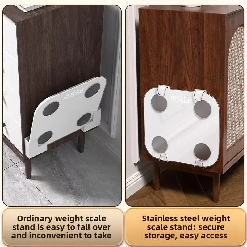 New Wall Mounted Weight Scale Storage Rack Universal Bracket Traceless Paste Space Saving Design Suitable For Home And Bathrooms thumbnail 3