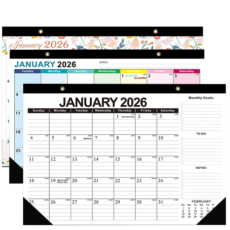 New 2026 Wall Calendar 18-month 2026-2027 Daily Weekly Monthly Time Agenda Planner Organizer Home Office Decor Hangable Calendar thumbnail 2