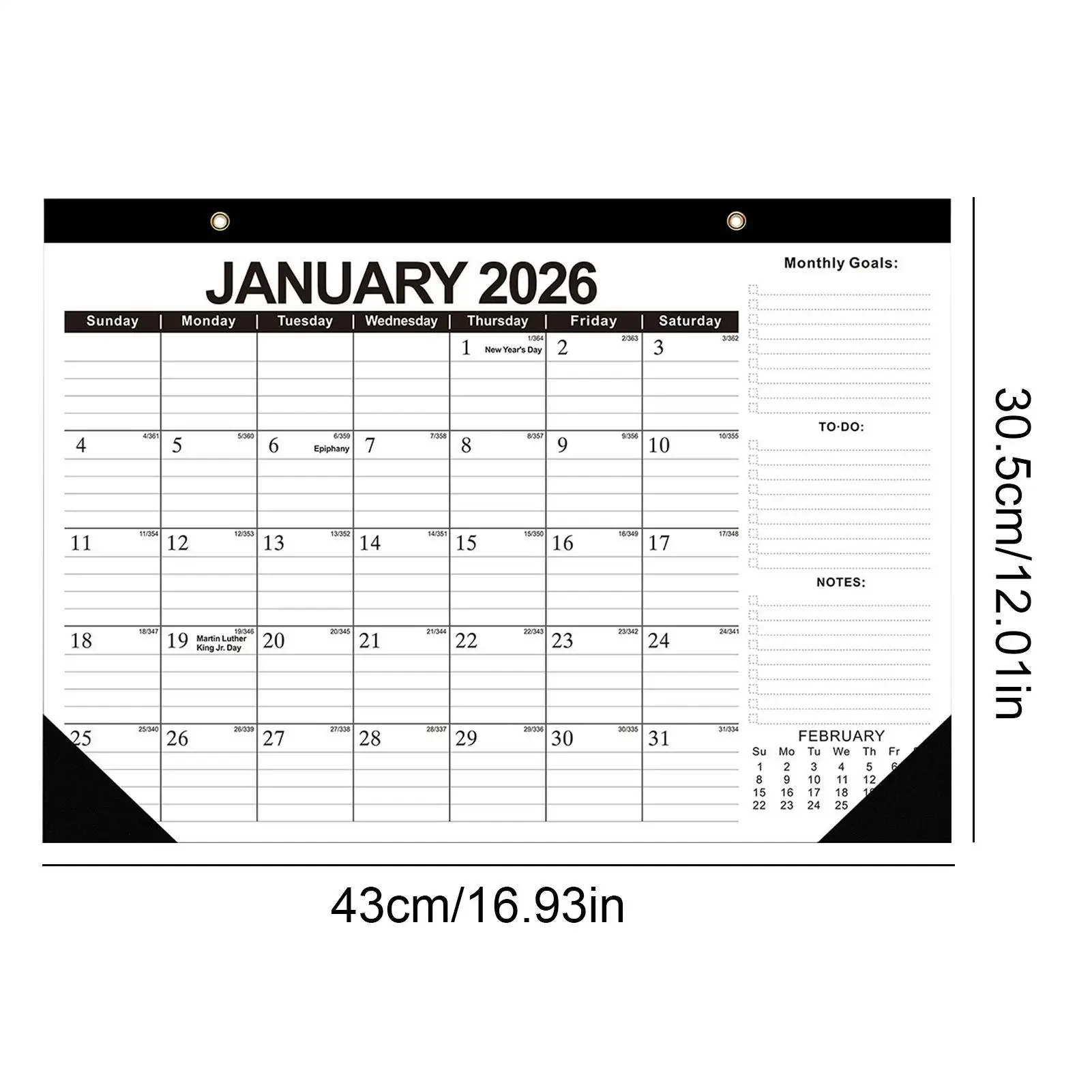 New 2026 Wall Calendar 18-month 2026-2027 Daily Weekly Monthly Time Agenda Planner Organizer Home Office Decor Hangable Calendar thumbnail 3