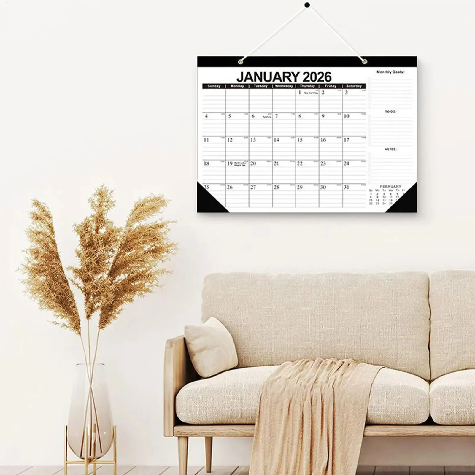 New 2026 Wall Calendar 18-month 2026-2027 Daily Weekly Monthly Time Agenda Planner Organizer Home Office Decor Hangable Calendar thumbnail 5