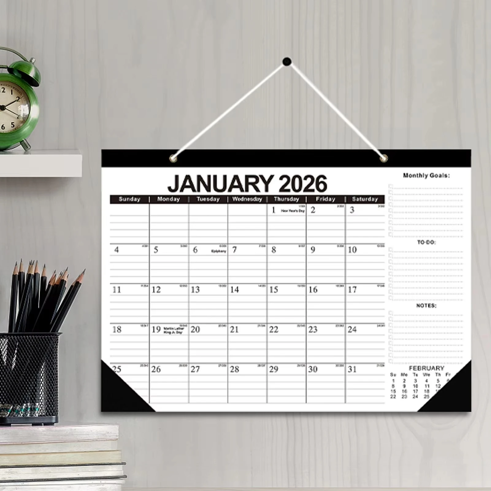 New 2026 Wall Calendar 18-month 2026-2027 Daily Weekly Monthly Time Agenda Planner Organizer Home Office Decor Hangable Calendar thumbnail 6