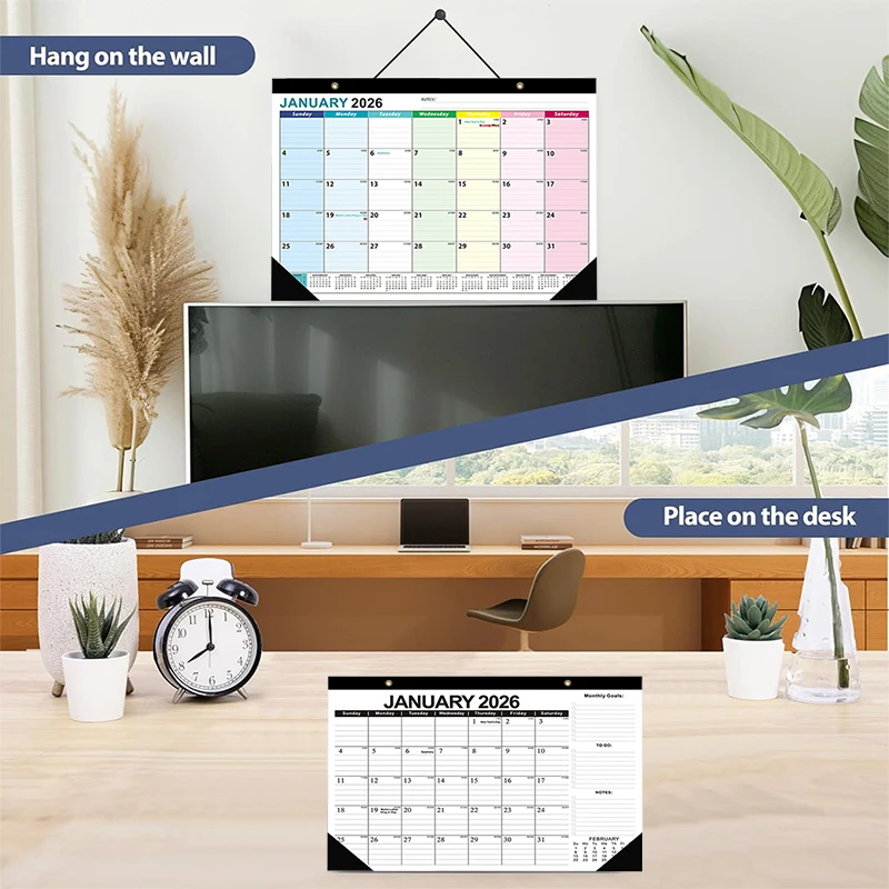 New 2026 Wall Calendar 18-month 2026-2027 Daily Weekly Monthly Time Agenda Planner Organizer Home Office Decor Hangable Calendar thumbnail 4