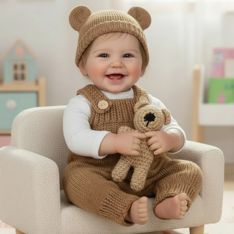 3pcs/sets Newborn Cute Bear Photography Clothing Hand-woven Romper Pants Hat Dolls Decor Props Baby Photoshoot Outfits thumbnail 3