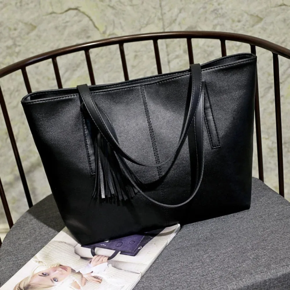 Ladies Large Capacity Handbags Women Retro Tassel Design Tote Luxury Brand PU Leather Shoulder Bag Female Top Handle Sac A Main thumbnail 5