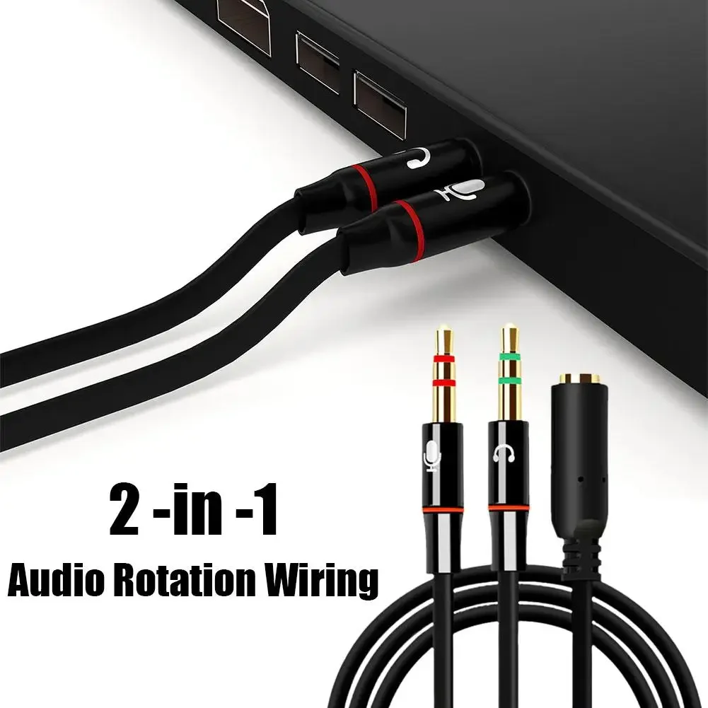 Headset Splitter Cable Microphone Y Splitter Cable Dual Jack Convertor Male 3.5mm 2 Adapter 3.5mm Audio Female to Headphone thumbnail 2