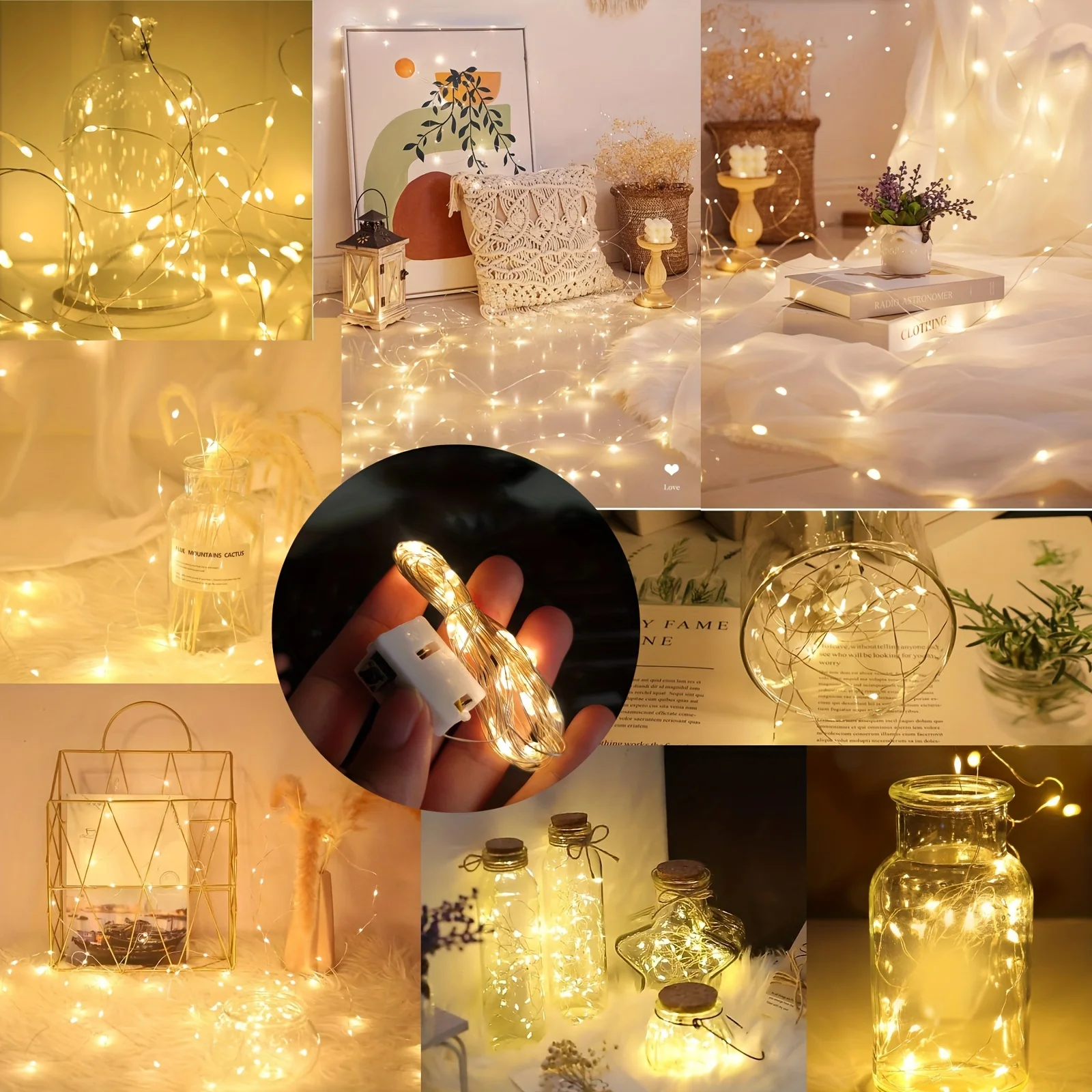 8Pcs 8colors Fairy Lights String Button Battery Home Decor Living Bedroom Garden Christmas Wedding New Year Ornament Garland thumbnail 2