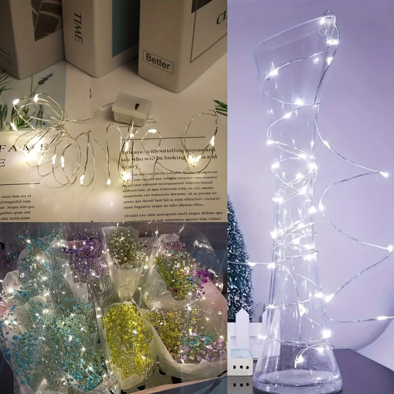 8Pcs 8colors Fairy Lights String Button Battery Home Decor Living Bedroom Garden Christmas Wedding New Year Ornament Garland thumbnail 3