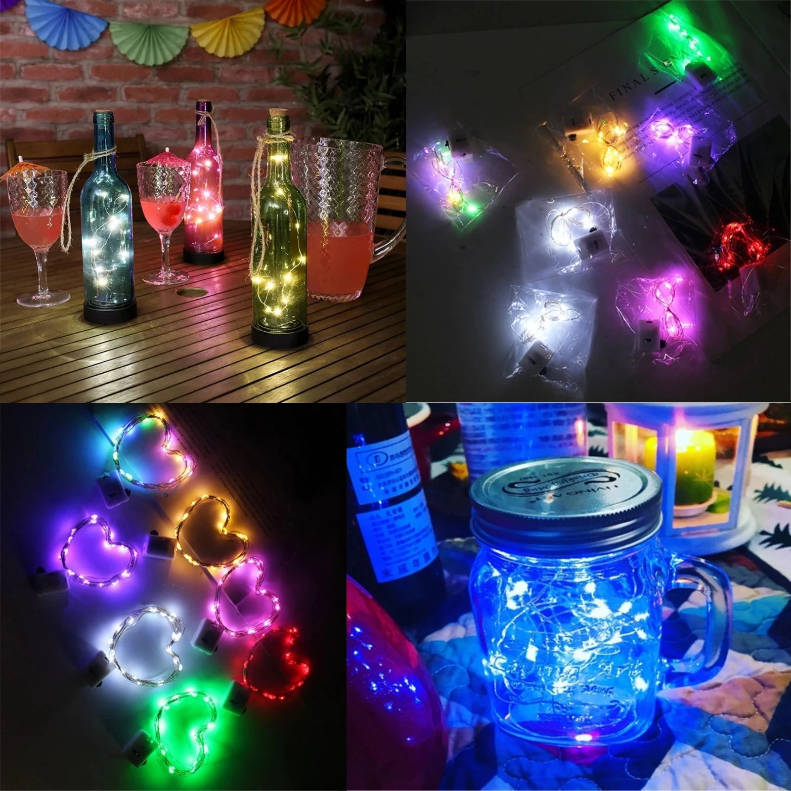 8Pcs 8colors Fairy Lights String Button Battery Home Decor Living Bedroom Garden Christmas Wedding New Year Ornament Garland thumbnail 6