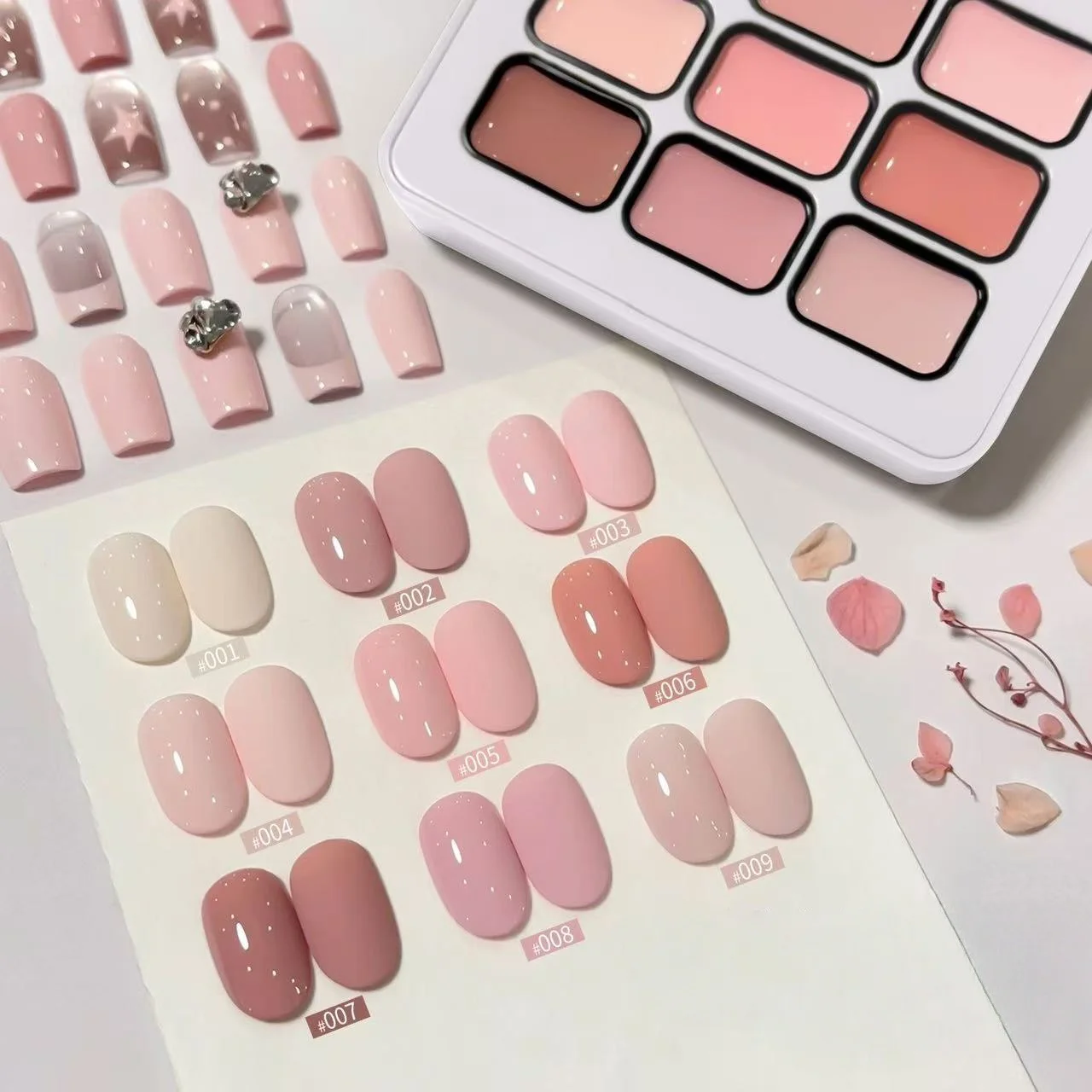 This 9-color cute low-saturation pink solid gel nail polish set is suitable for nail art beginners and nail technicians alike, o thumbnail 3