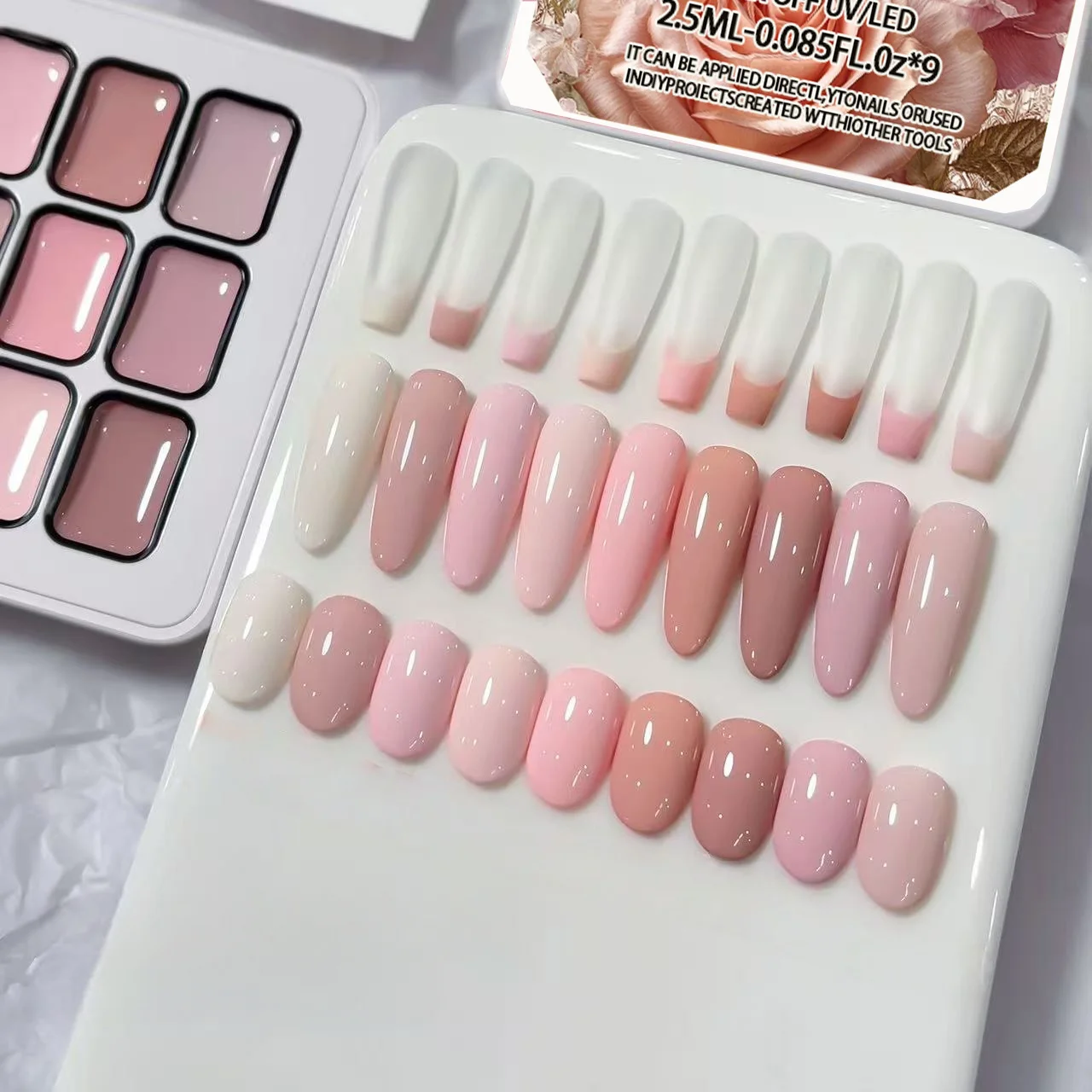 This 9-color cute low-saturation pink solid gel nail polish set is suitable for nail art beginners and nail technicians alike, o thumbnail 4