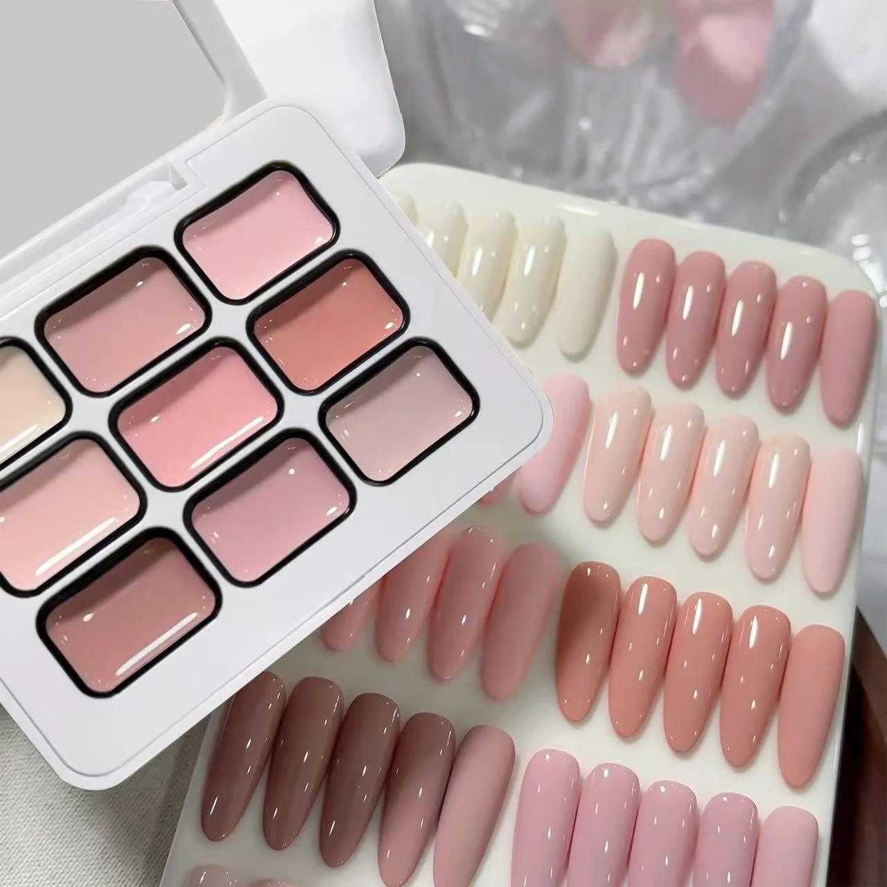 This 9-color cute low-saturation pink solid gel nail polish set is suitable for nail art beginners and nail technicians alike, o thumbnail 5