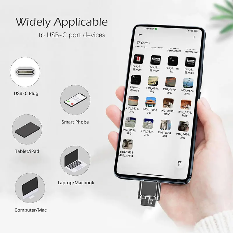 USB C TF Card Reader, USB C to USB A, Portable OTG Card Adapter for Android Phone, Camera, Laptop, Metal Type-C Card Reader thumbnail 3