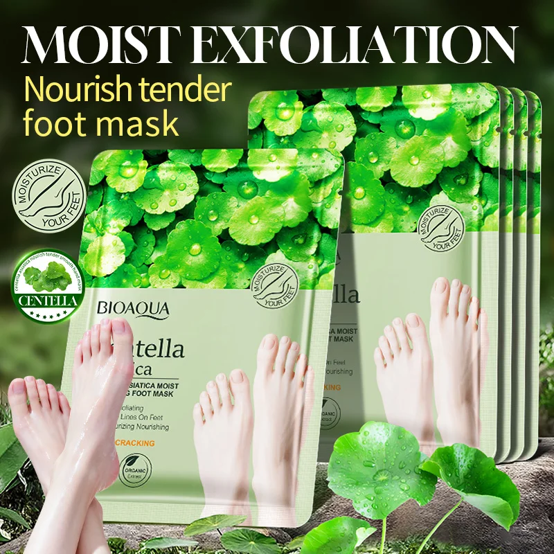 5 Pairs BIOAQUA Asiatic Centella Foot Mask Moisturizing Foot Peeling Mask Exfoliating Feet Spa Pedicure Exfoliant Feet Skin Care thumbnail 2