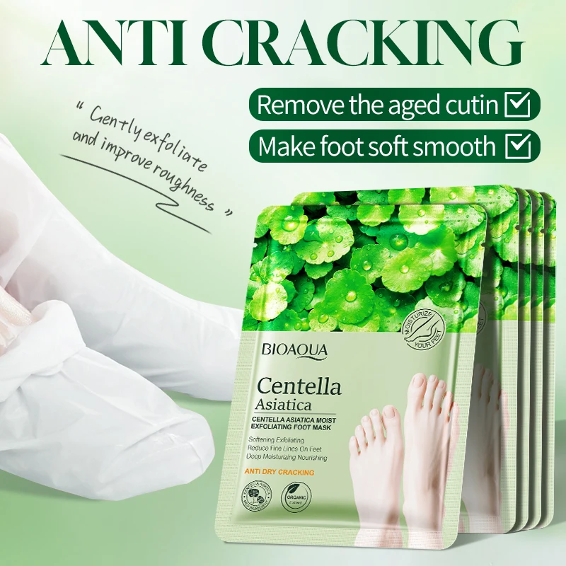 5 Pairs BIOAQUA Asiatic Centella Foot Mask Moisturizing Foot Peeling Mask Exfoliating Feet Spa Pedicure Exfoliant Feet Skin Care