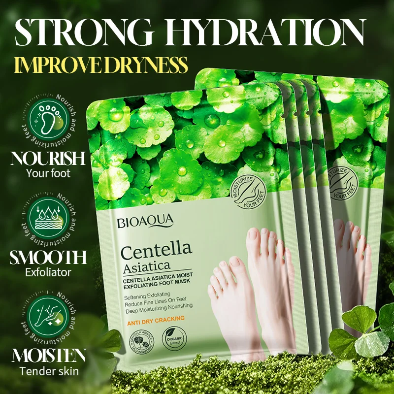 5 Pairs BIOAQUA Asiatic Centella Foot Mask Moisturizing Foot Peeling Mask Exfoliating Feet Spa Pedicure Exfoliant Feet Skin Care thumbnail 3