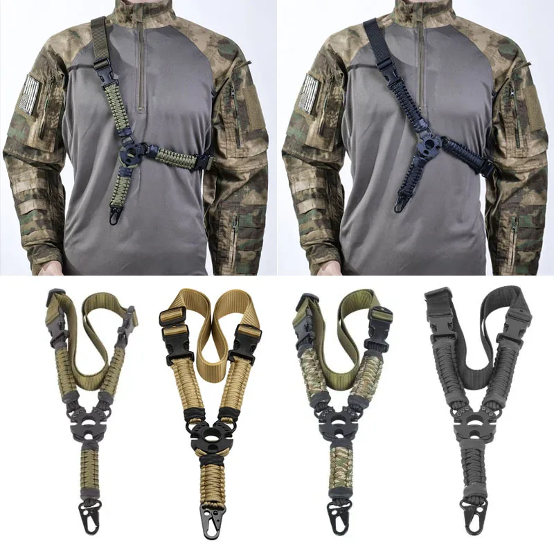Single Point Rifle Sling, Quick-Adjustable Nylon Webbing Strap Universal Multiuse Durable Gun Sling for AR15, AK47 & Airsoft Gun thumbnail 2