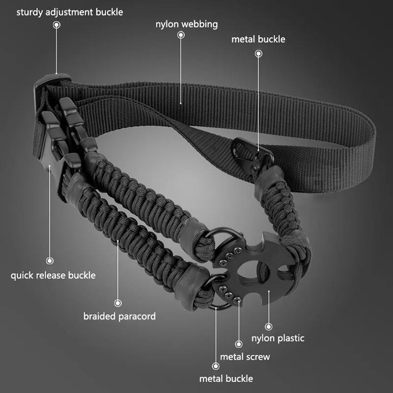 Single Point Rifle Sling, Quick-Adjustable Nylon Webbing Strap Universal Multiuse Durable Gun Sling for AR15, AK47 & Airsoft Gun thumbnail 3