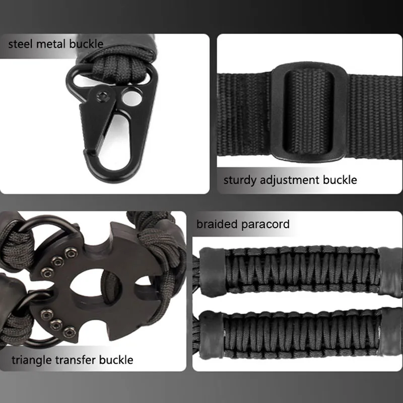Single Point Rifle Sling, Quick-Adjustable Nylon Webbing Strap Universal Multiuse Durable Gun Sling for AR15, AK47 & Airsoft Gun thumbnail 5