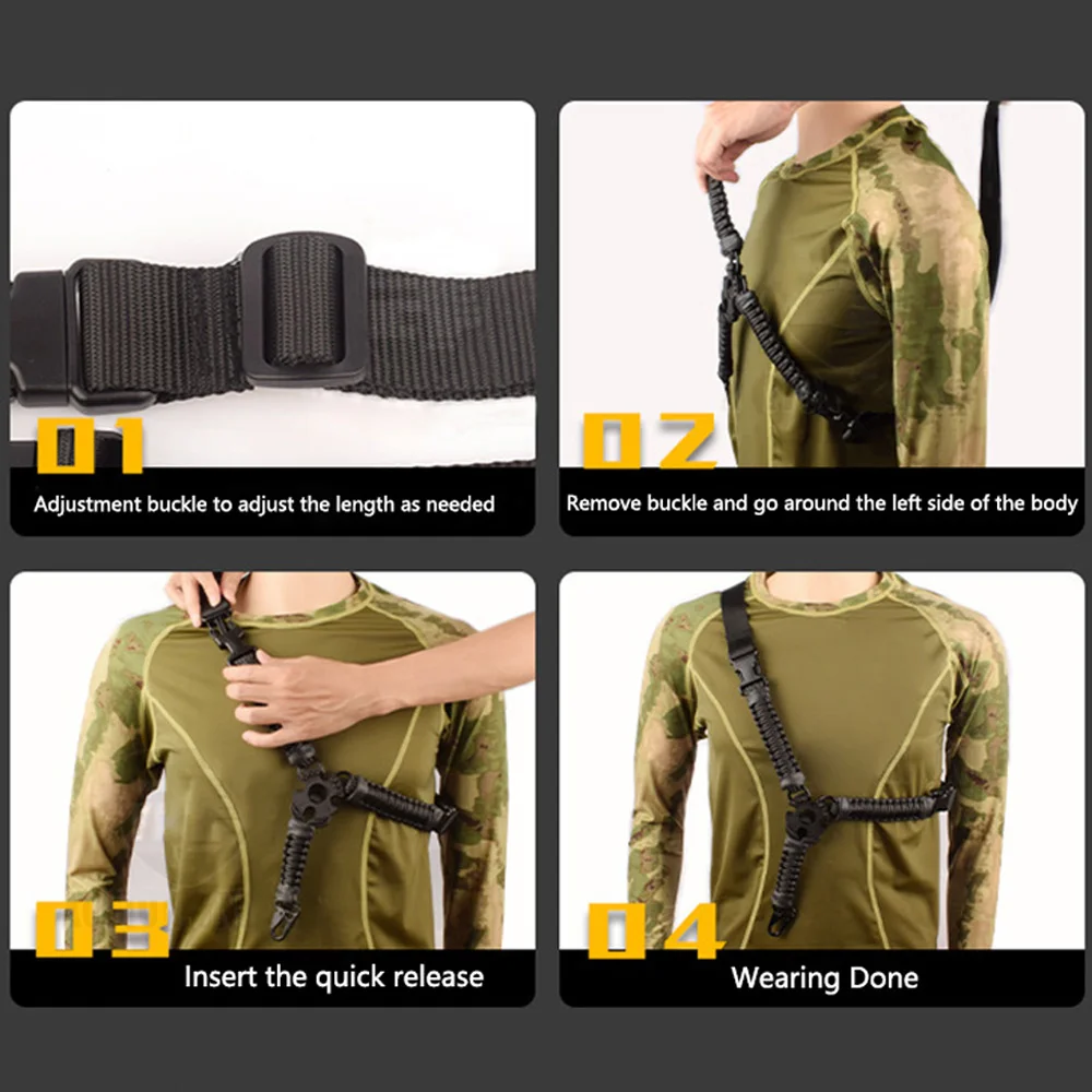 Single Point Rifle Sling, Quick-Adjustable Nylon Webbing Strap Universal Multiuse Durable Gun Sling for AR15, AK47 & Airsoft Gun thumbnail 6