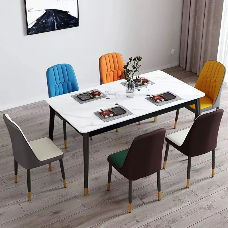 Dining table and chair set, home use, modern luxury backrest chair, Italian simple style negotiation chai thumbnail 2
