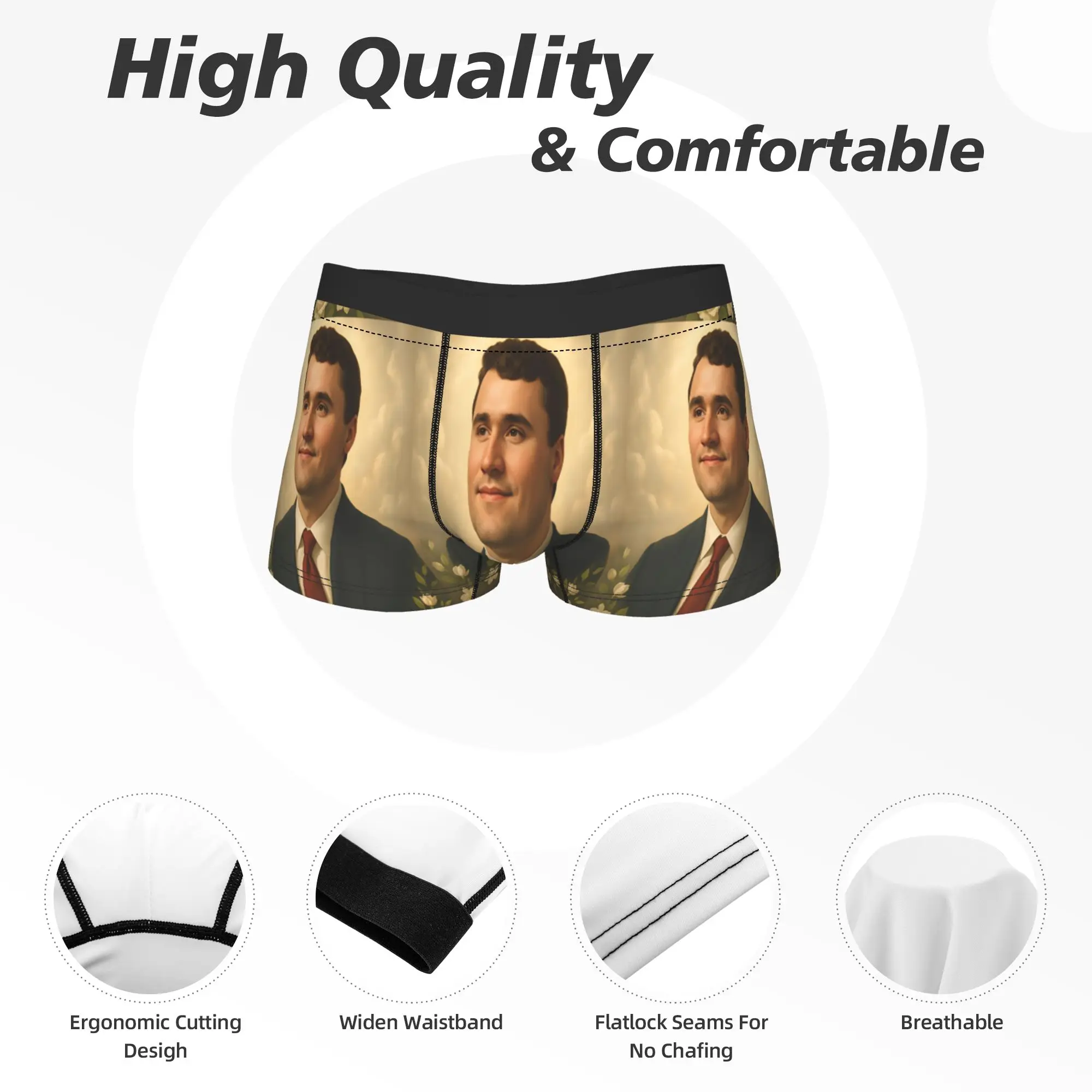 Charlie Kirk Angelic Advocate  Underwear  Funny Panties Printed Boxer Brief For Men 3D Pouch Plus Size Boxershorts thumbnail 5