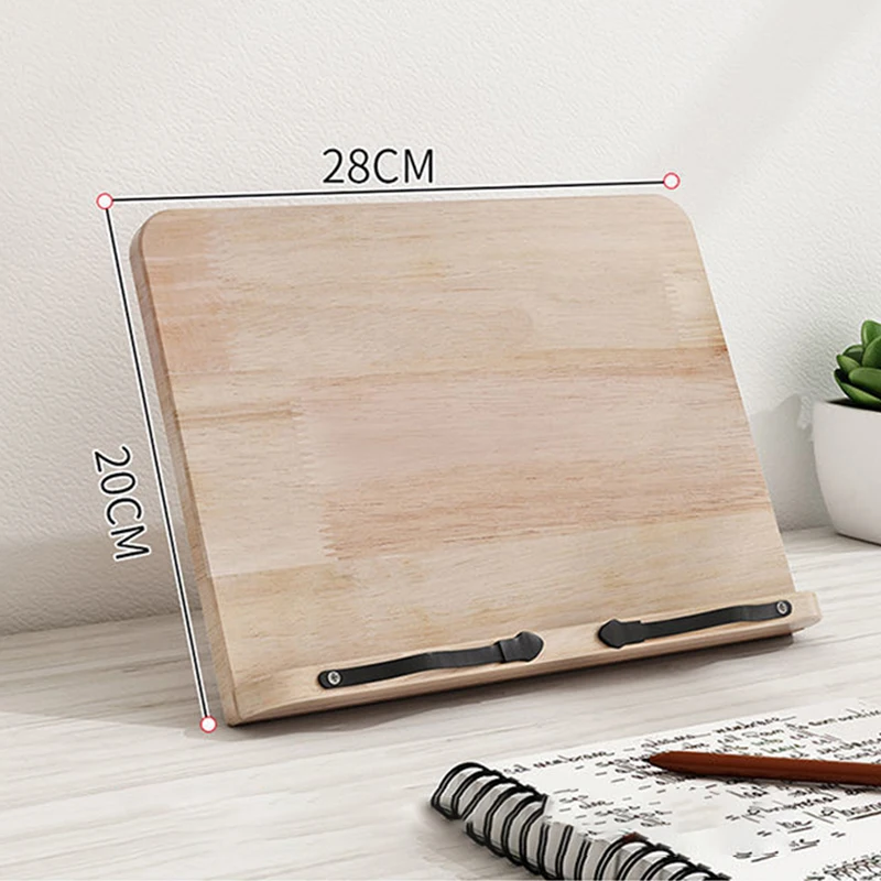 Adjustable Wooden Book Stand Reading Rack for Kids Adults Study Desk with Laptop Tablet Holder thumbnail 6