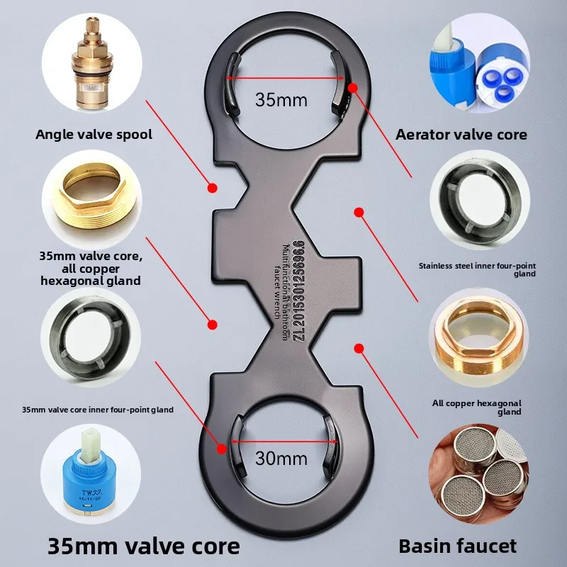 Multifunctional Stainless Steel Faucet Spool Wrench Thickened Extender Heavy Duty Hot Cold Faucet Plumbing Repair Tool for Home thumbnail 5