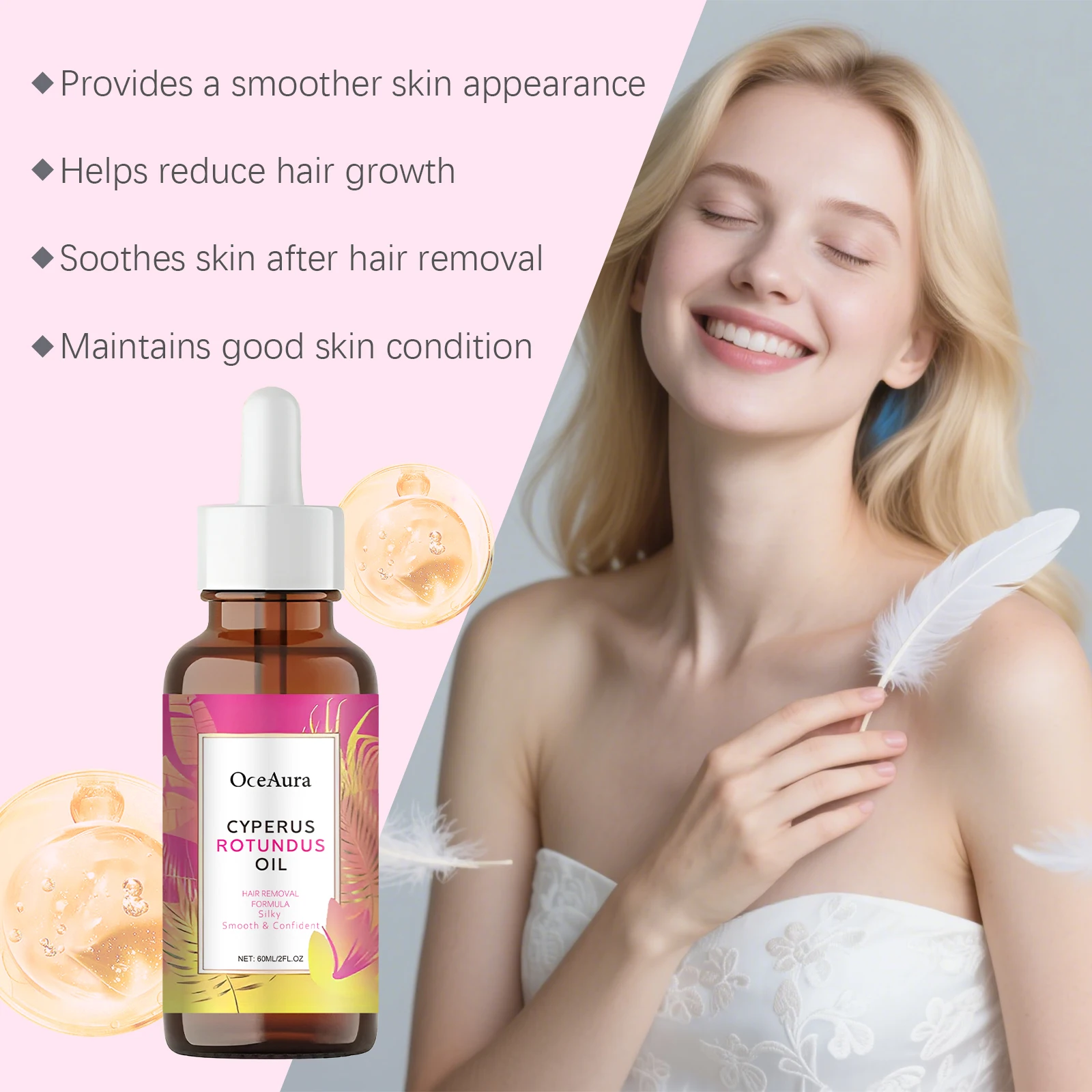 Cyperus Rotundus Oil Body Hair Remover Armpit Leg Arm Reduces Hair Growth Moisturizes Gentle Care Essential Oil for Smooth Skin thumbnail 3