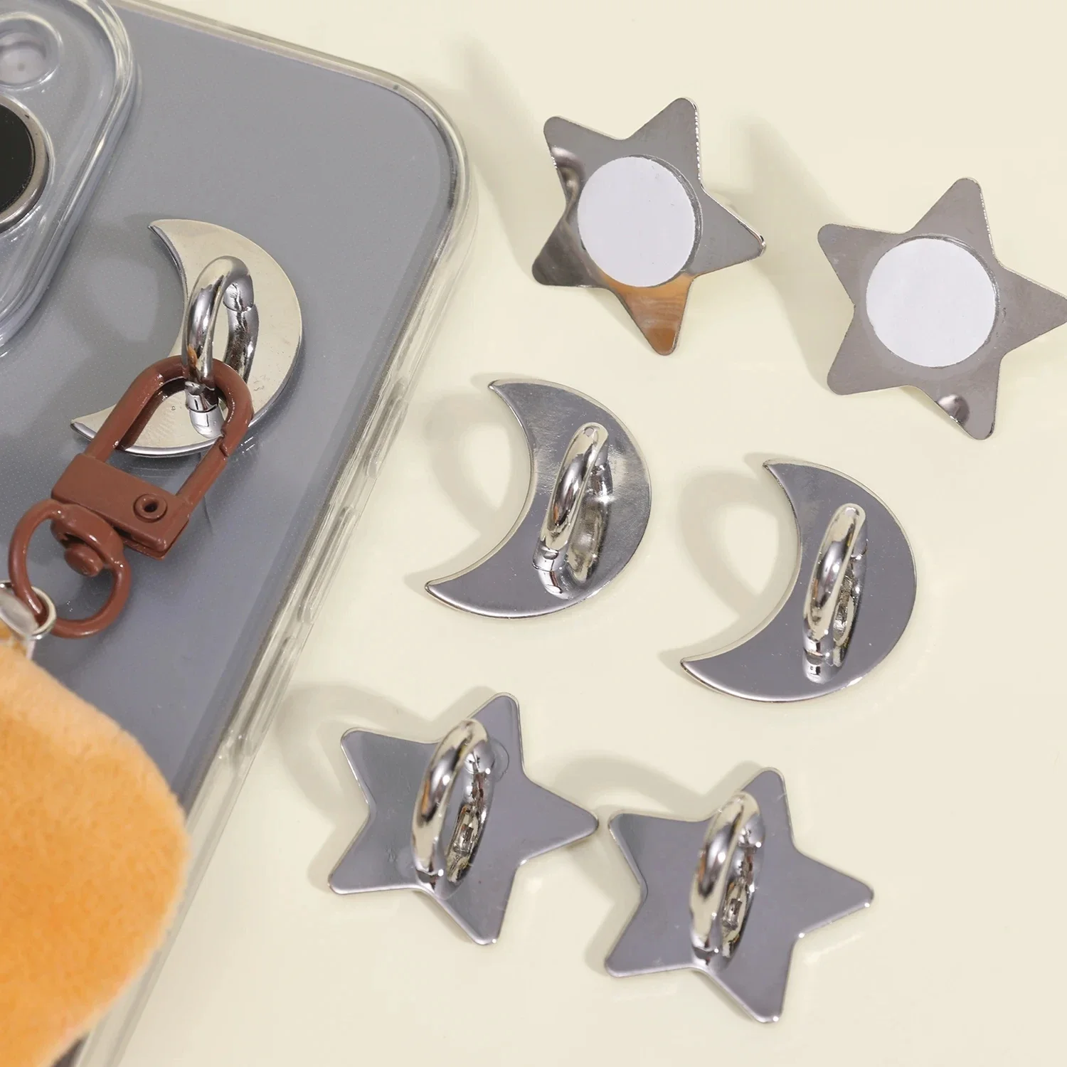 Phone Charm Hook Cell Phone Finger Ring Phone Holder Adhesive Metal Finger Grip Loop Stand for DIY Hanging Pendant Supplies