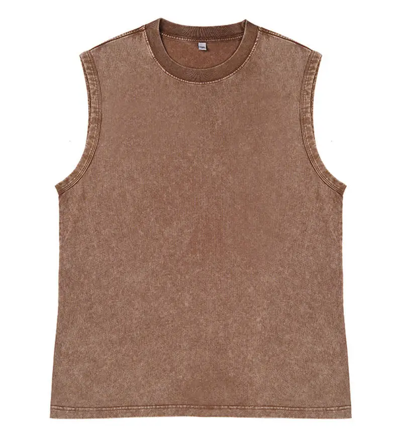 2026 New Summer Men's Washed Cotton Tank Tops Muscle Gym Sleeveless Workout T Shirts Running Beach Loose Cutoff Tees thumbnail 3