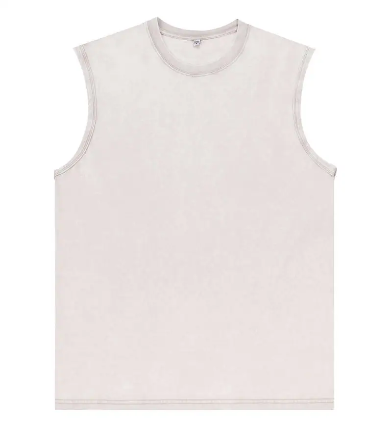 2026 New Summer Men's Washed Cotton Tank Tops Muscle Gym Sleeveless Workout T Shirts Running Beach Loose Cutoff Tees thumbnail 5