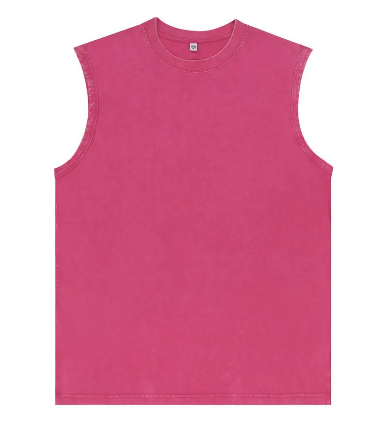 2026 New Summer Men's Washed Cotton Tank Tops Muscle Gym Sleeveless Workout T Shirts Running Beach Loose Cutoff Tees thumbnail 4