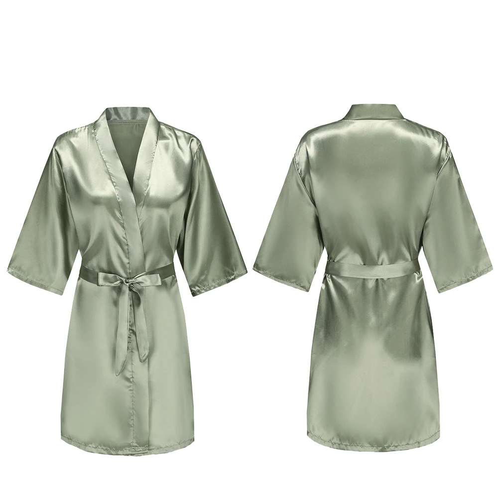 Women's Pure Short Silky Robes Bridesmaid Bride Party Satin Robes Sleepwear thumbnail 2