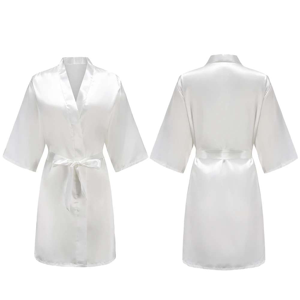 Women's Pure Short Silky Robes Bridesmaid Bride Party Satin Robes Sleepwear thumbnail 3