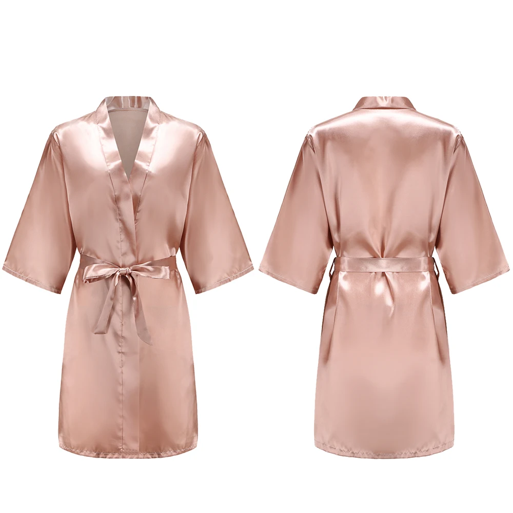 Women's Pure Short Silky Robes Bridesmaid Bride Party Satin Robes Sleepwear thumbnail 5