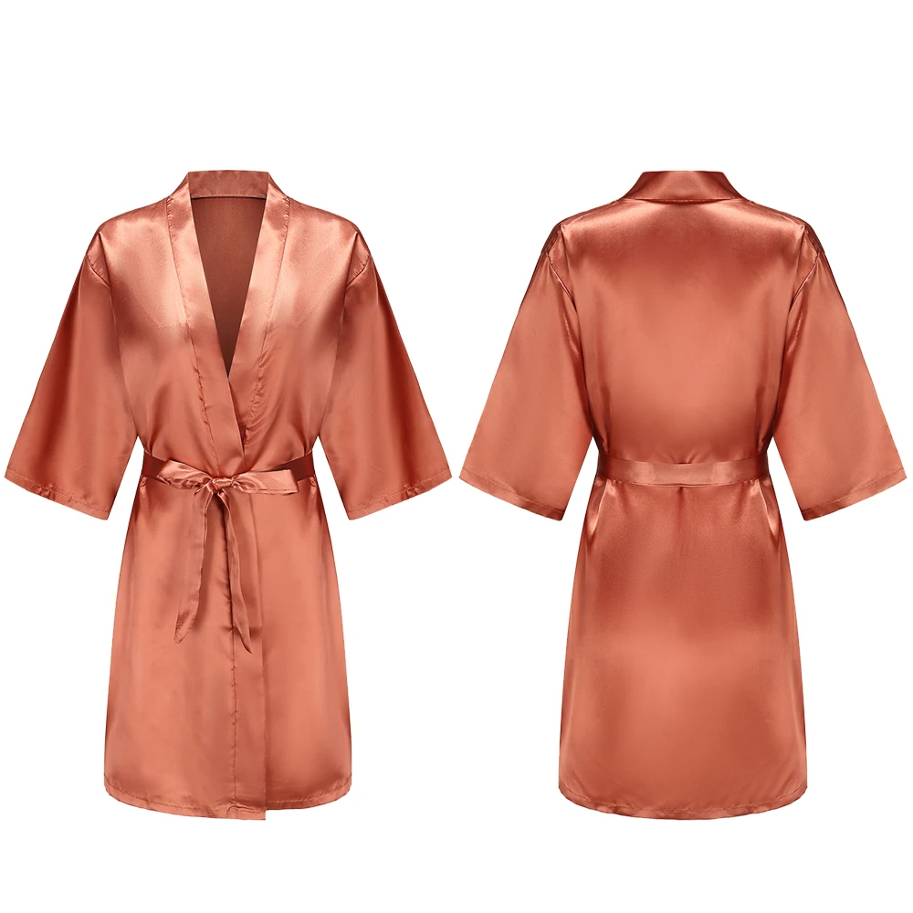 Women's Pure Short Silky Robes Bridesmaid Bride Party Satin Robes Sleepwear thumbnail 6