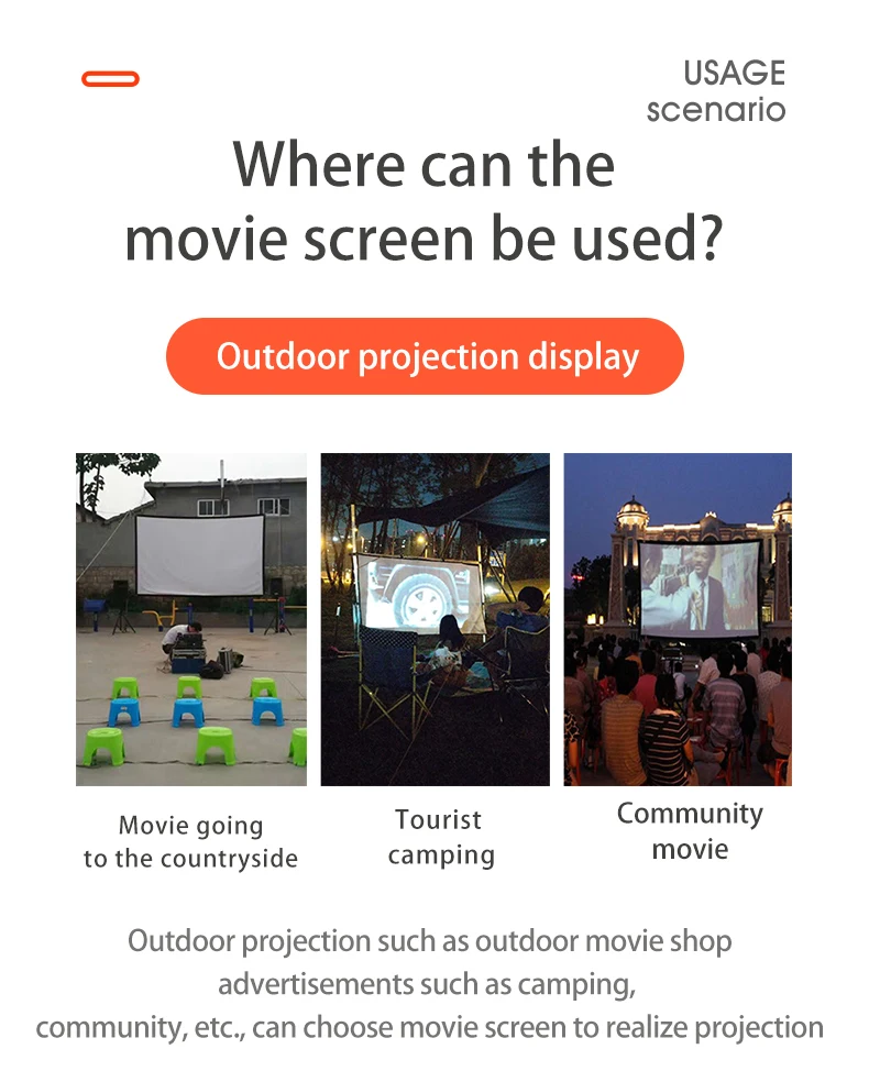16:9 Multiple Sizes Projector Screen 84 100Inch 120Inch 150 Inch - Portable HD Wrinkle-Resistant for Home Theater Outdoor Office thumbnail 5