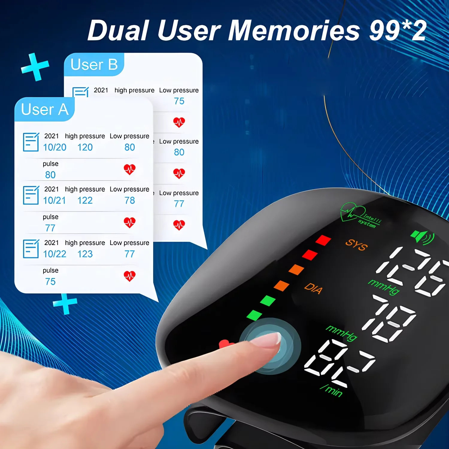 New Wrist Tonometer Medical BP Monitor Rechargeable Wrist Blood Pressure Monitor Voice Broadcast Tensiometer Sphygmomanometer thumbnail 4