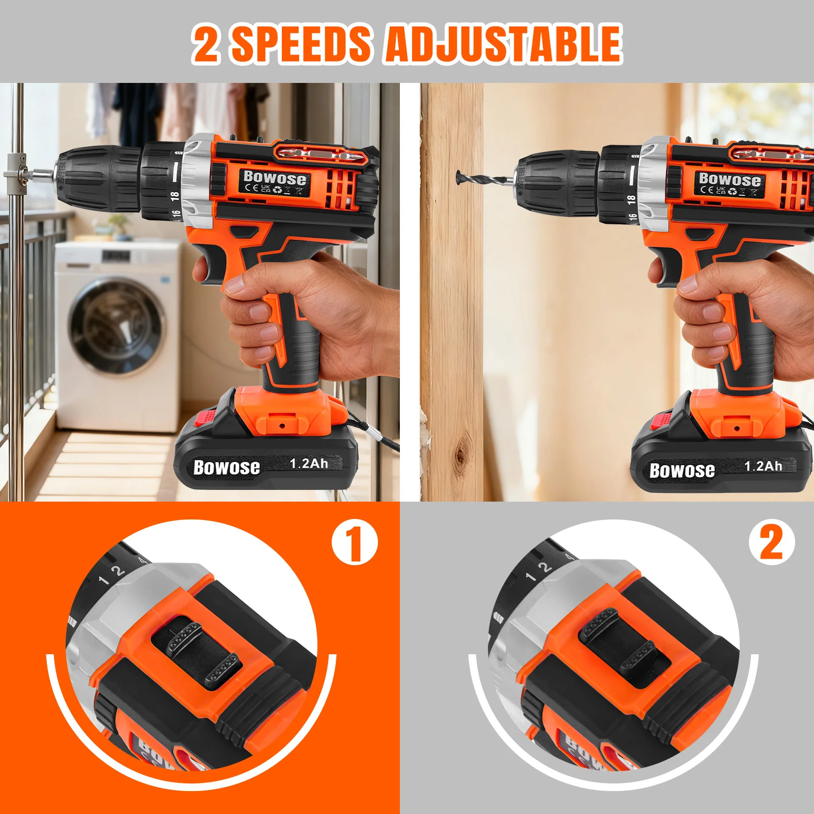 12V Cordless Power Drill Set Electric, Cordless Screwdriver Drill Set, LED Work Light, For Home And Garden DIY Project Kit thumbnail 5