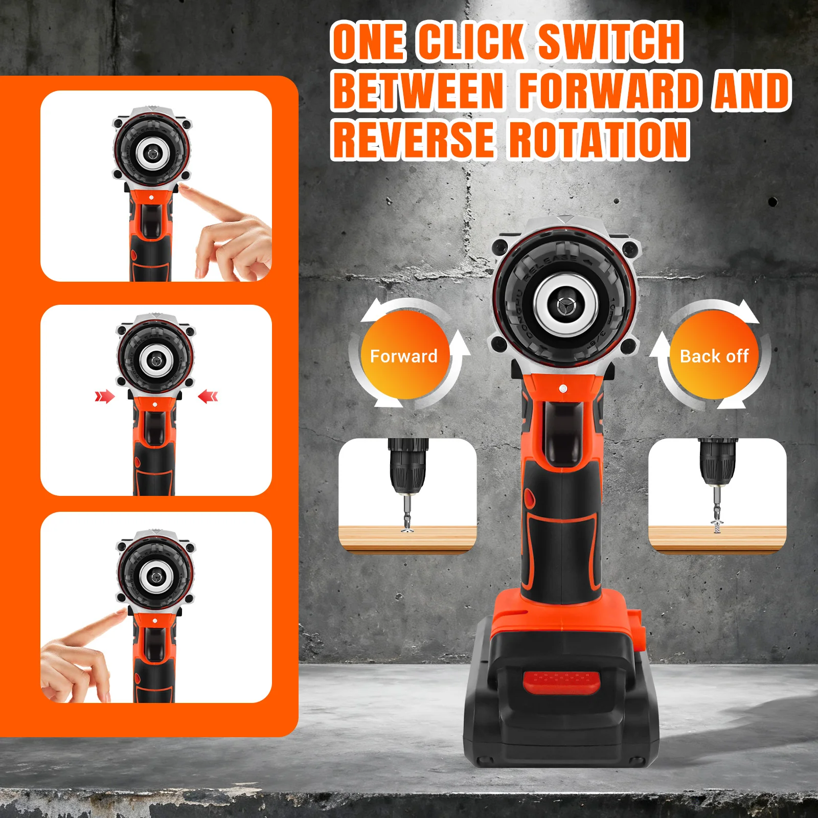 12V Cordless Power Drill Set Electric, Cordless Screwdriver Drill Set, LED Work Light, For Home And Garden DIY Project Kit thumbnail 3