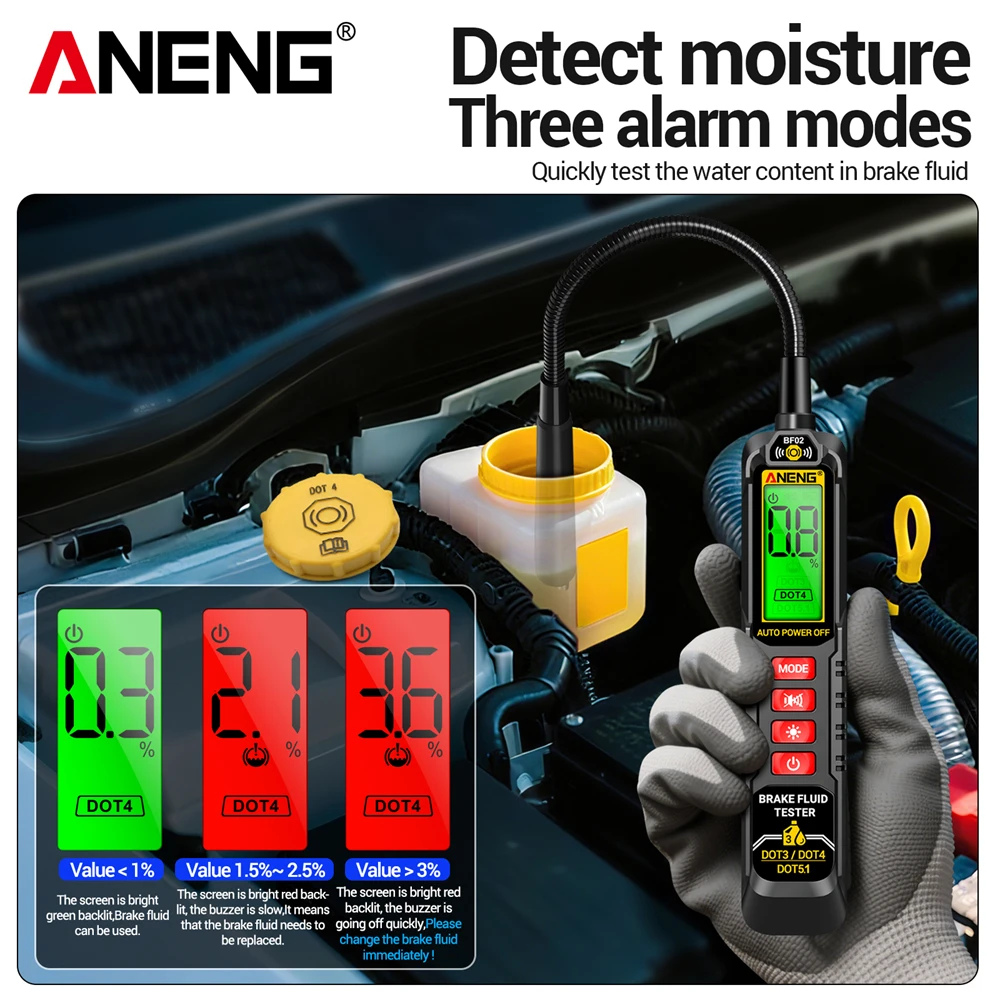 For DOT3/4/5.1 ANENG BF02 Brake Oil Analyze Quality Moisture Check Car Diagnostics Tools Auto Liquid Testing Brake Fluid Tester thumbnail 5