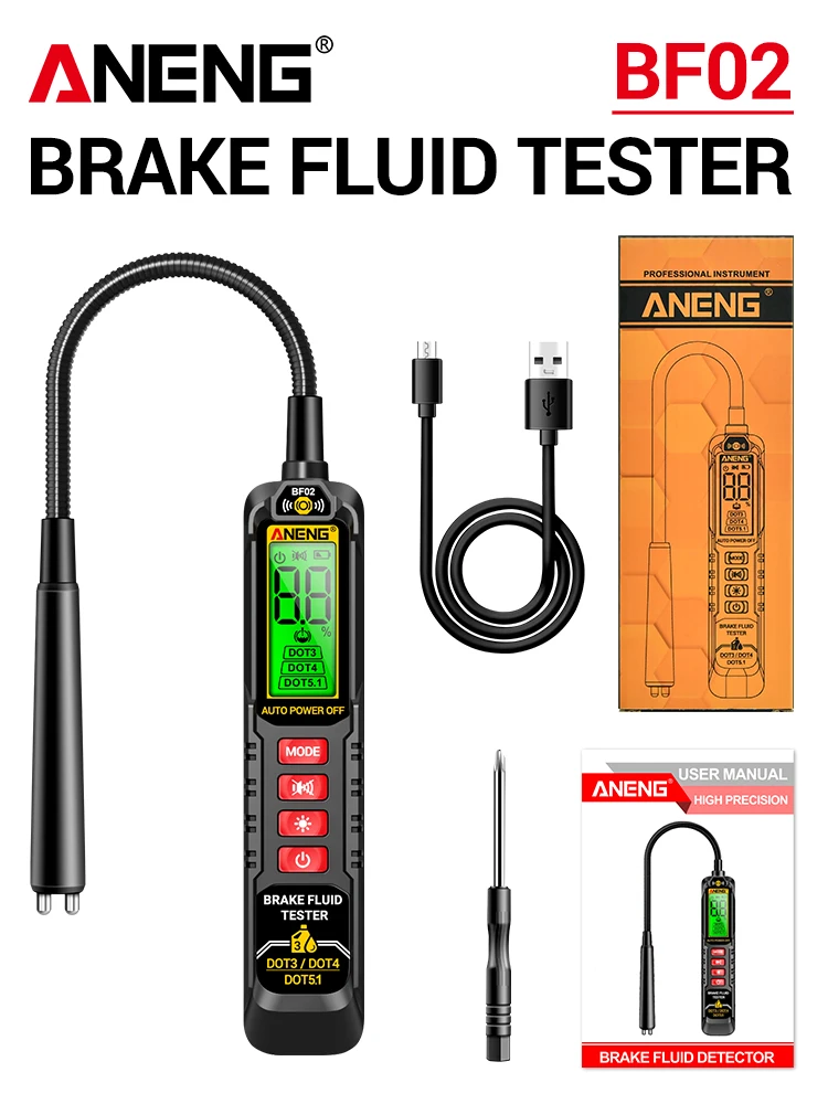 For DOT3/4/5.1 ANENG BF02 Brake Oil Analyze Quality Moisture Check Car Diagnostics Tools Auto Liquid Testing Brake Fluid Tester
