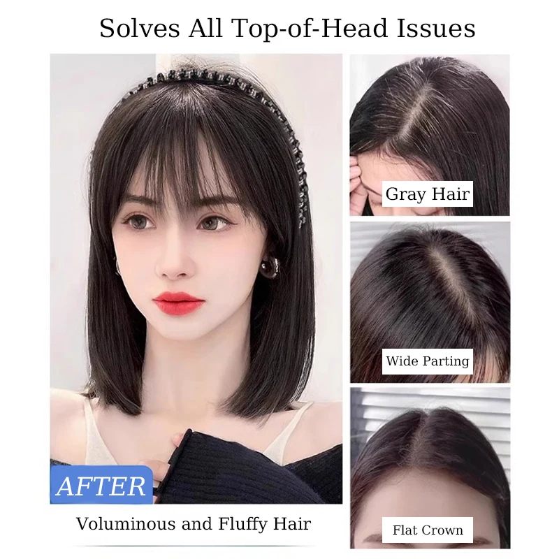 Synthetic Hair Bangs with Headband Hair Extension Wig Sparkling Hairband with Straight Hair Extensions for Women Use Hair Topper thumbnail 5