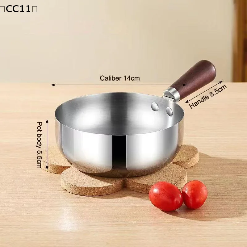 〔CC11〕1Pcs Stainless Steel Oil Pot Wooden Mini Soup Milk Pots Thicken Small Saucepan Cooking Tools Kitchen Accessories thumbnail 6