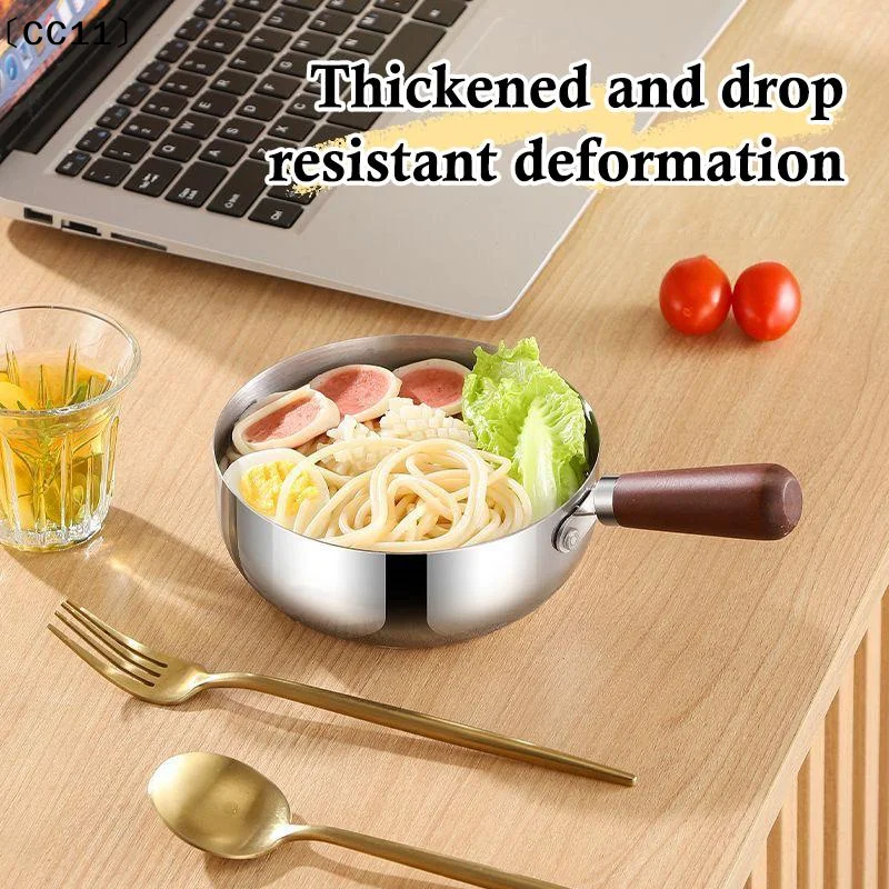 〔CC11〕1Pcs Stainless Steel Oil Pot Wooden Mini Soup Milk Pots Thicken Small Saucepan Cooking Tools Kitchen Accessories thumbnail 2