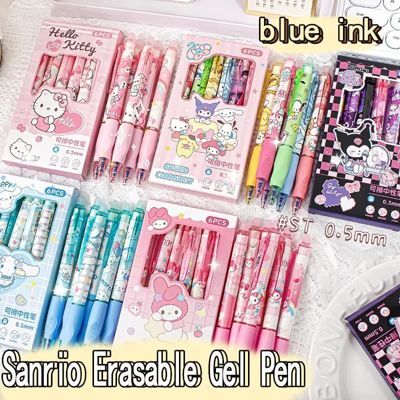 6pcs Sanrio Erasable Gel Pen Pochacco Kuromi Cinnamoroll Hello Kitty Student Neutral Ball Pen Office School Supplies Stationery thumbnail 2