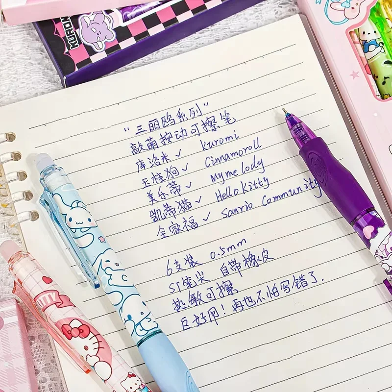 6pcs Sanrio Erasable Gel Pen Pochacco Kuromi Cinnamoroll Hello Kitty Student Neutral Ball Pen Office School Supplies Stationery thumbnail 5