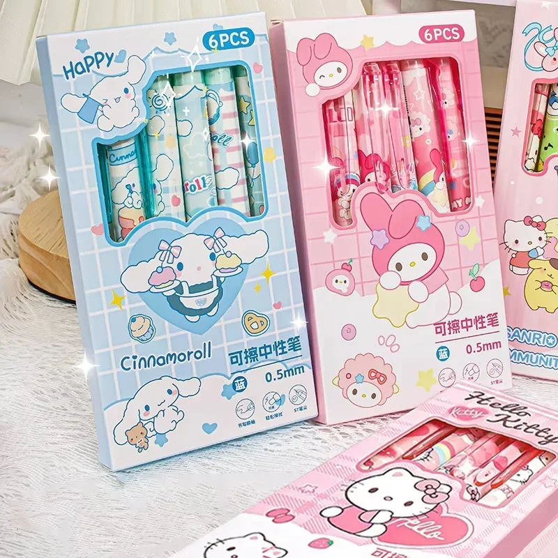 6pcs Sanrio Erasable Gel Pen Pochacco Kuromi Cinnamoroll Hello Kitty Student Neutral Ball Pen Office School Supplies Stationery thumbnail 4