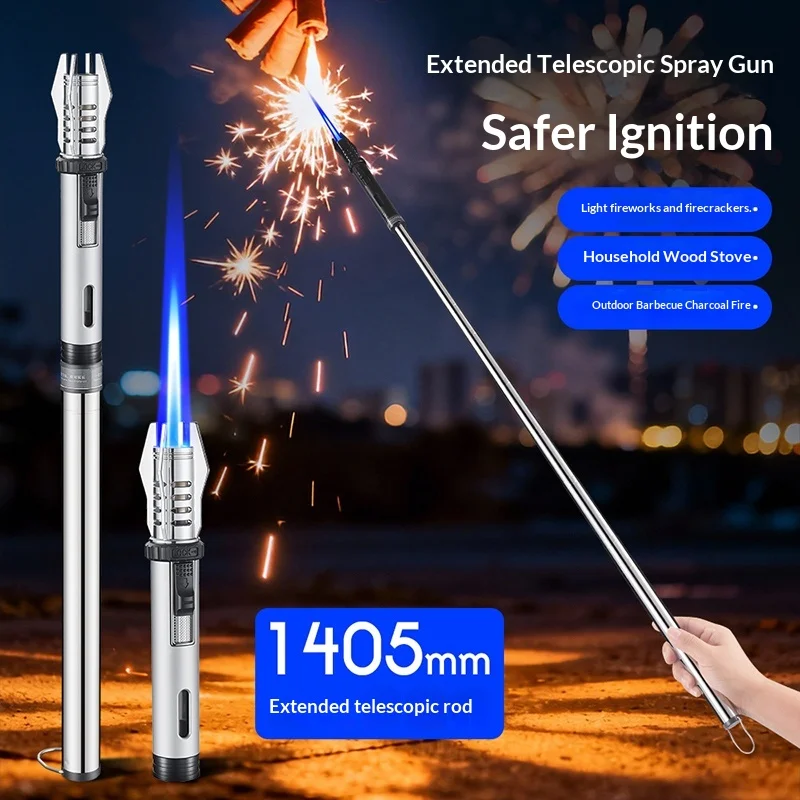 BBQ Barbecue Candle Lengthening Powerful Metal Gas Lighter Windproof Turbo Kitchen Torch Cigar Smoking Accessories Flashlight thumbnail 2